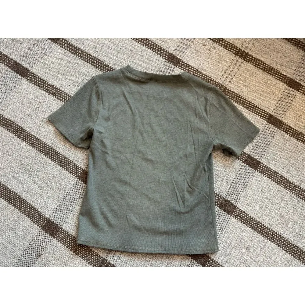 Vuori Pose Fitted Tee Rib Knit Green Crop Women’s Small Short Sleeve Shirt - Picture 6 of 6